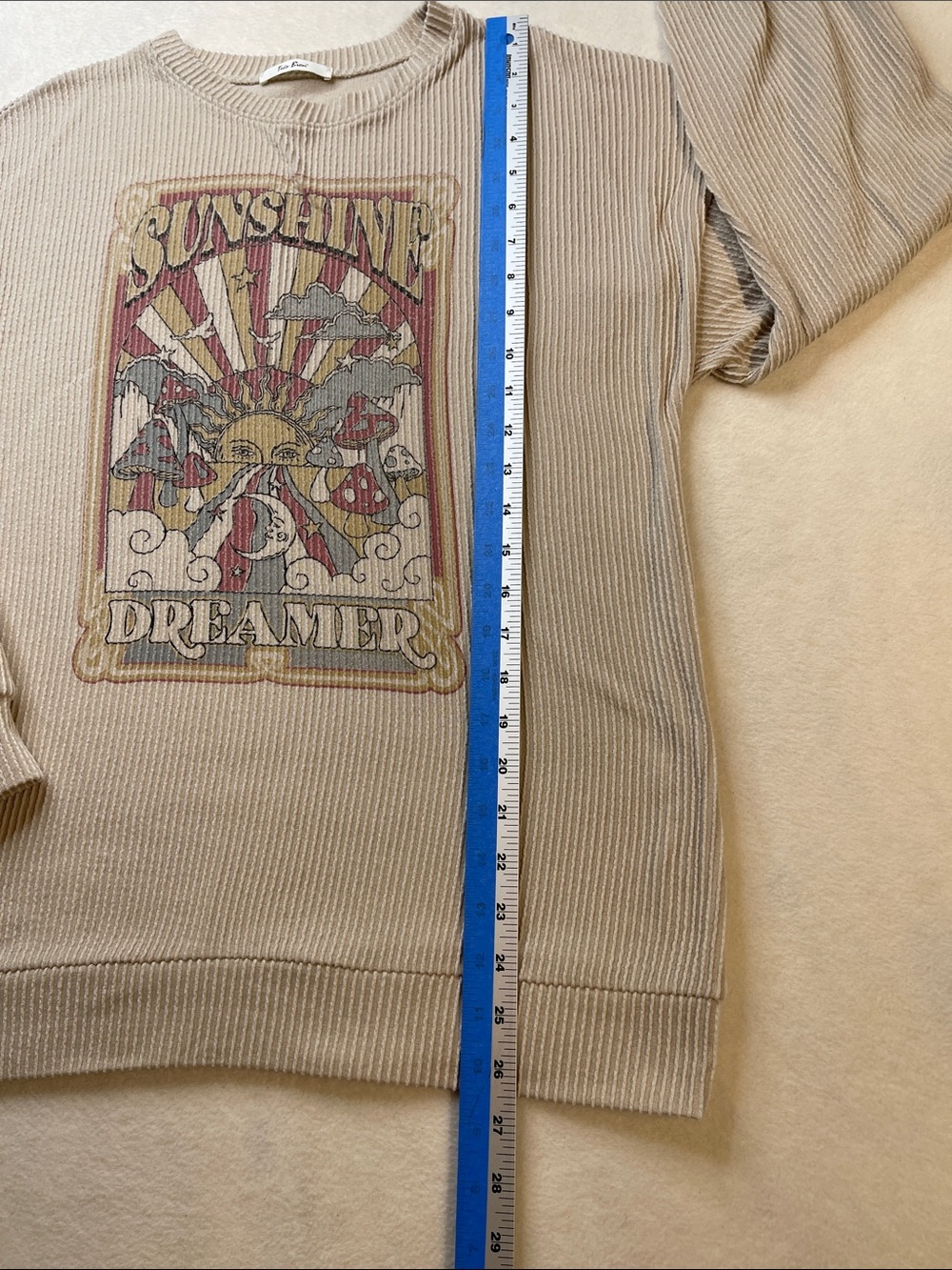 TRES BIEN Sunshine Dreamer Graphic Waffle-Knit PULLOVER WOMEN SIZE( SEE PHOTOS ) - Picture 2 of 6